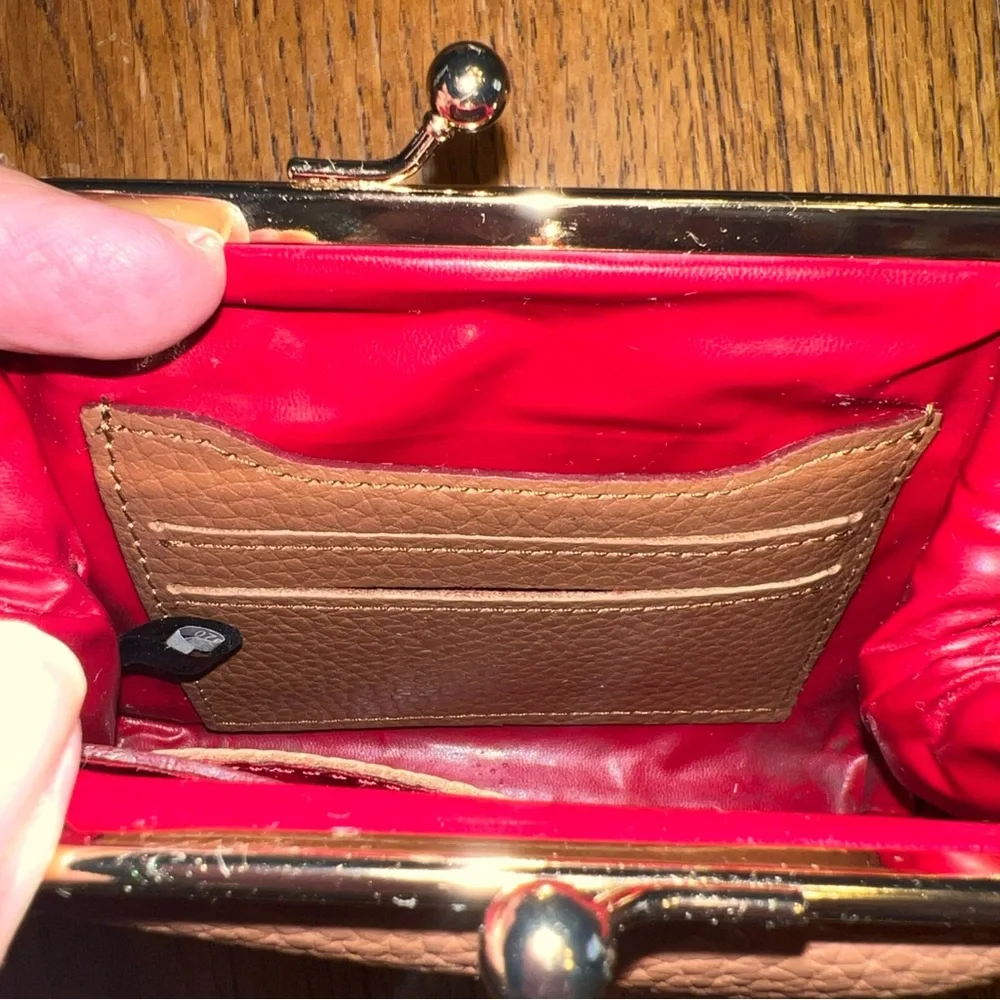 Dooney & Bourke Pebble Leather Small Framed Kisslock Purse French Caramel - Picture 6 of 7